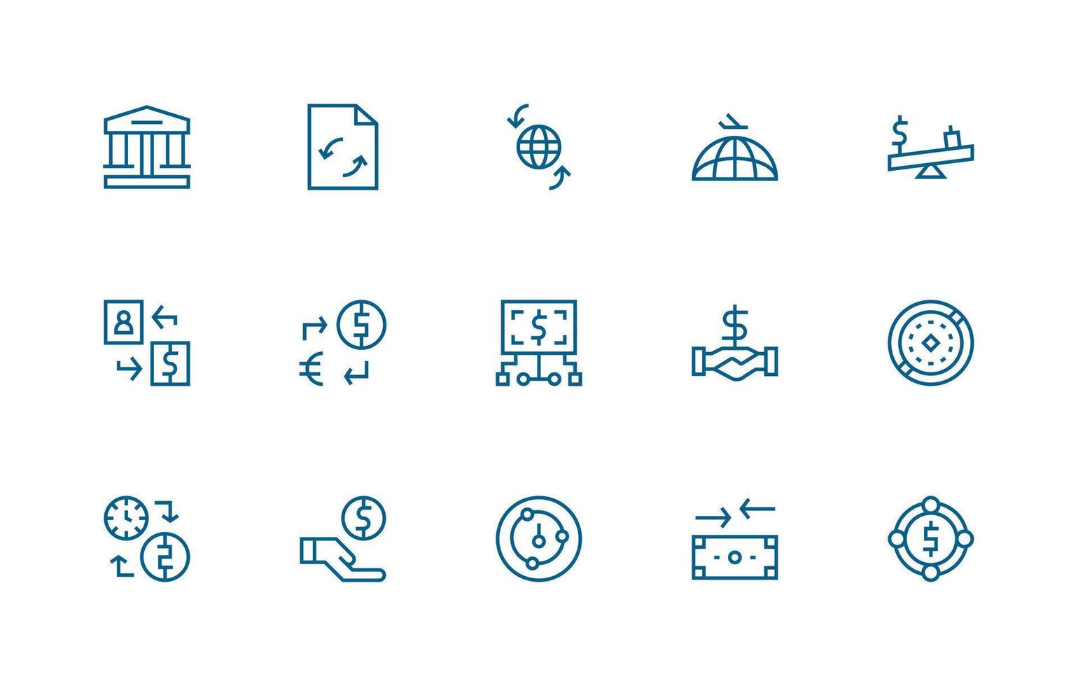 15 Regular Line Icons for Exchange Graphics Clean Icon Collection for Web Use vector