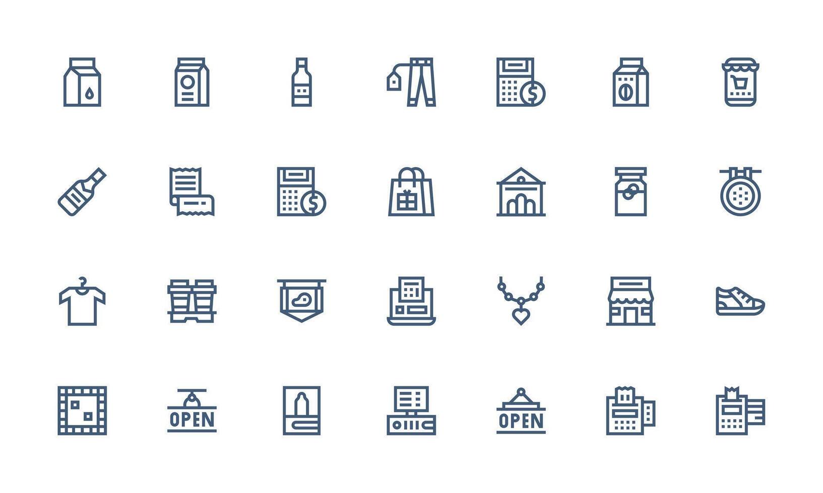28 Bold Line Vectors for Store Theme Sharp Icons for Presentations