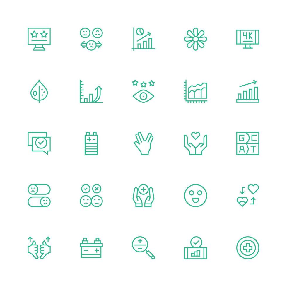 25 Medium Stroke Outline Style Icons from Positive Collection Fully Editable Icon Set for Web vector