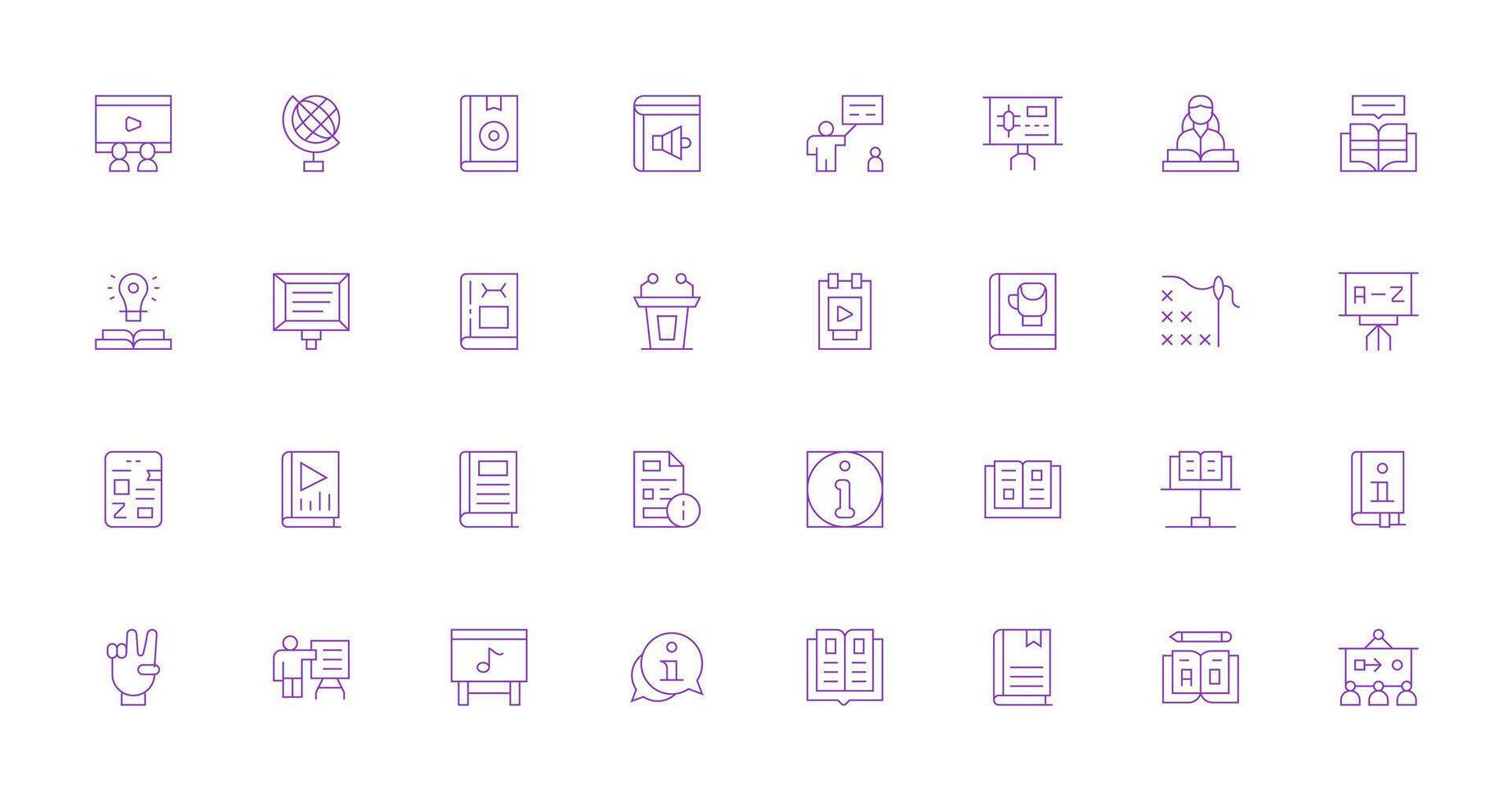 tutorial incluso 32 Delgado línea ilustraciones claro y conciso icono conjunto colección vector