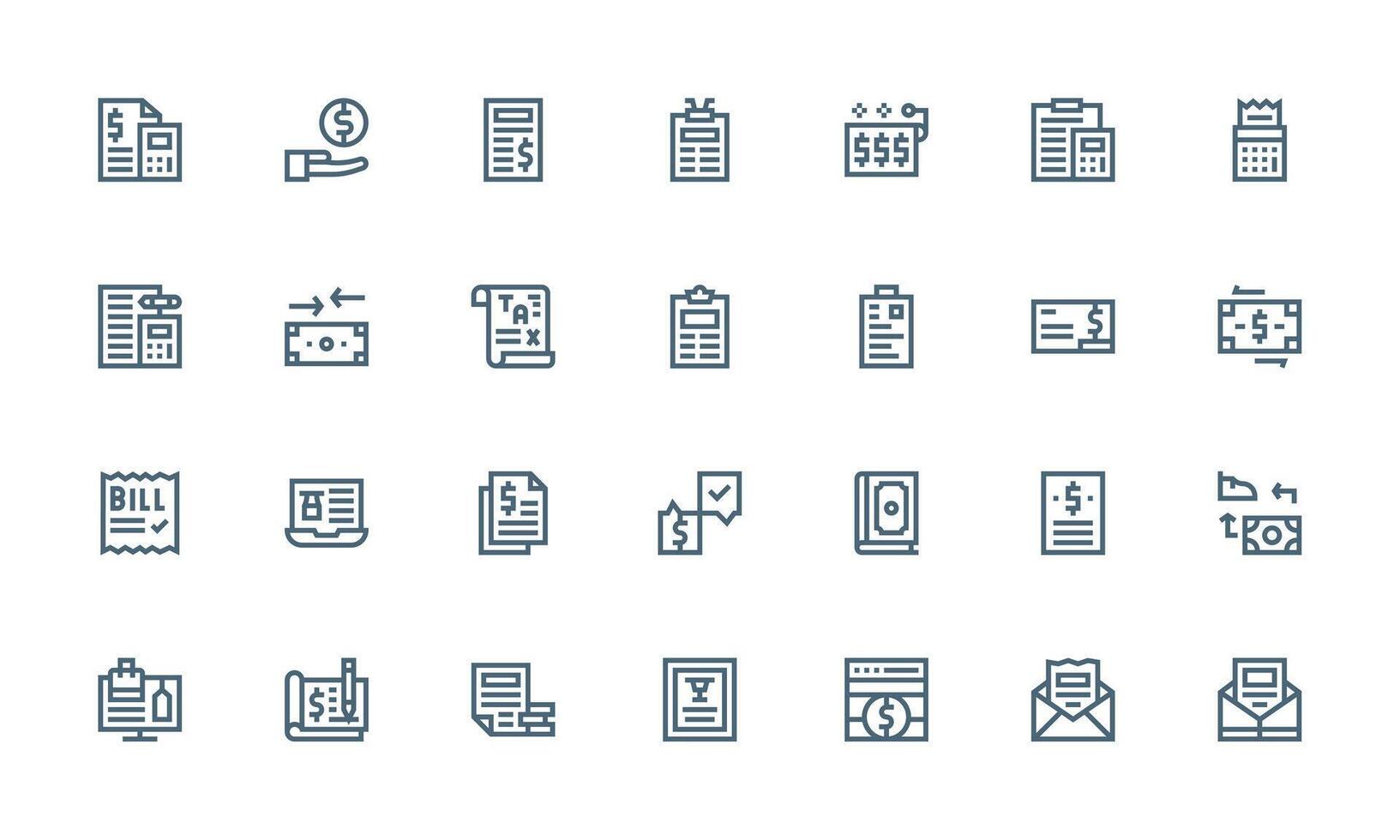 Invoice Visual Pack containing 28 Bold Line Icons Simple Icons for Interface and Wireframes vector