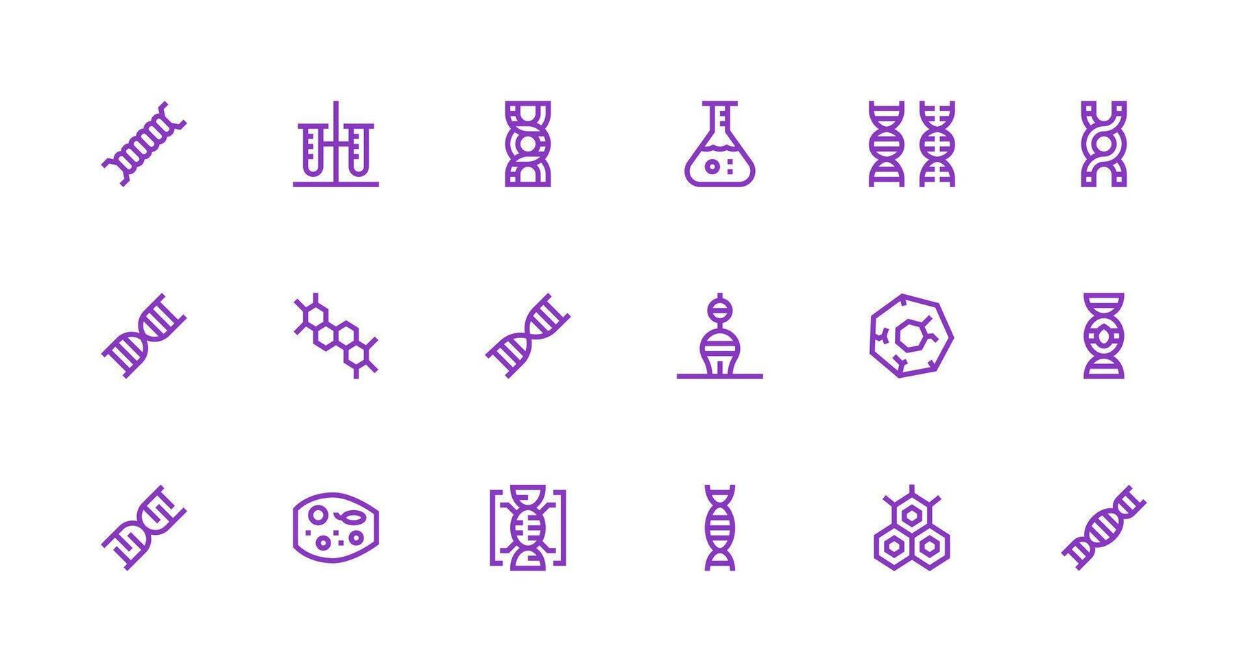 Biochemistry Design Icons featuring 18 in Strong Stroke Line Style Web Icon Collection vector