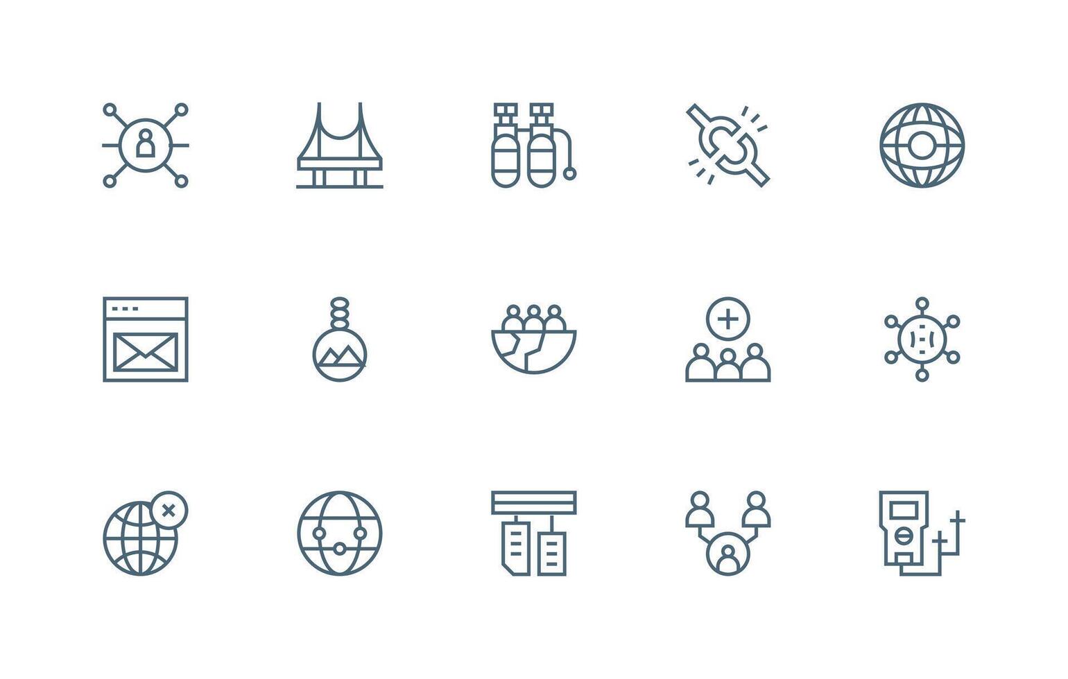 Regular Line Icons from Connection Set with 15 Vectors Responsive Icon Set for Flexible Layouts