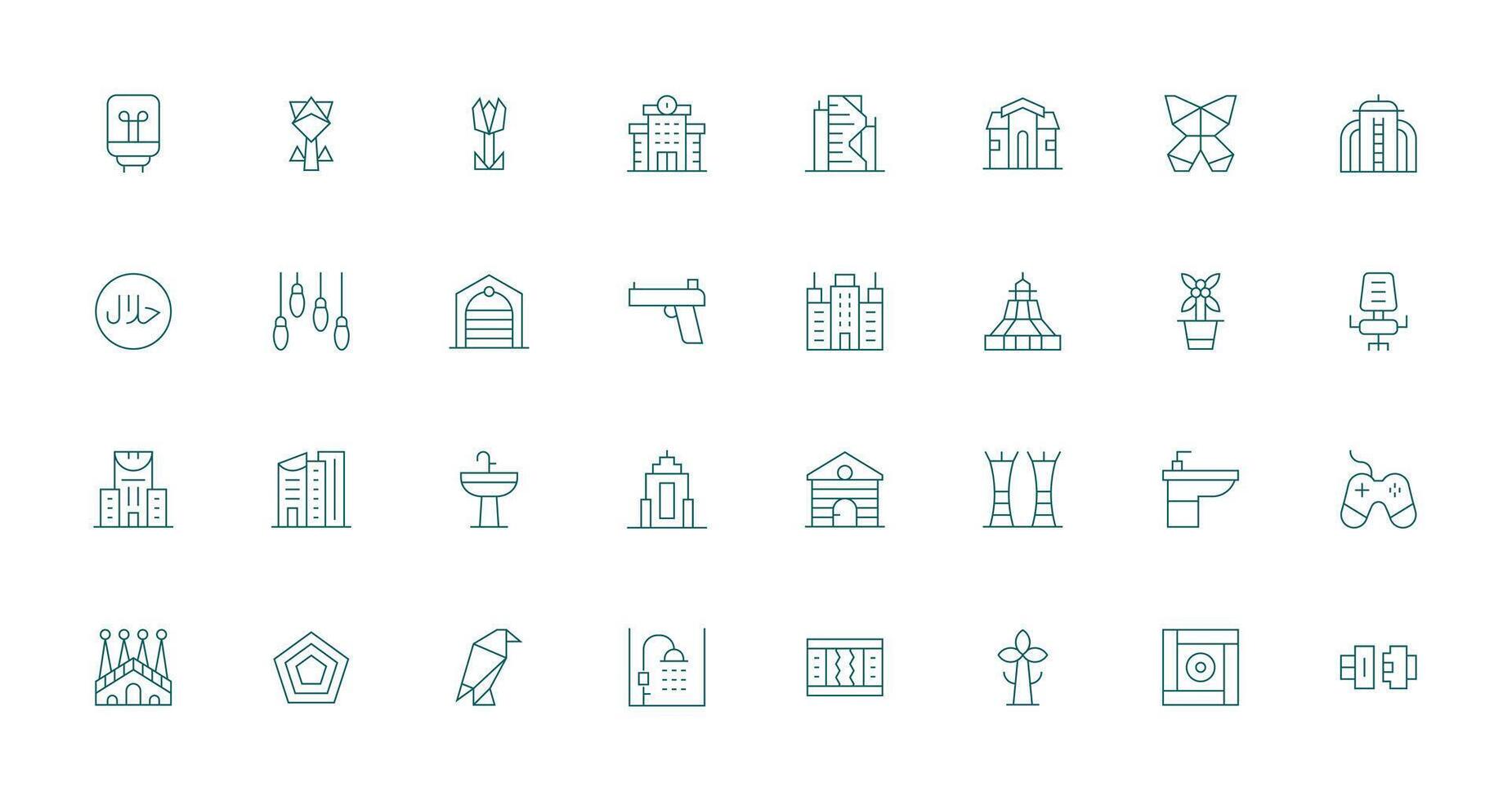Modern Design Set with 32 Thin Line Icons Scalable Icons for Cross-Platform Interfaces vector