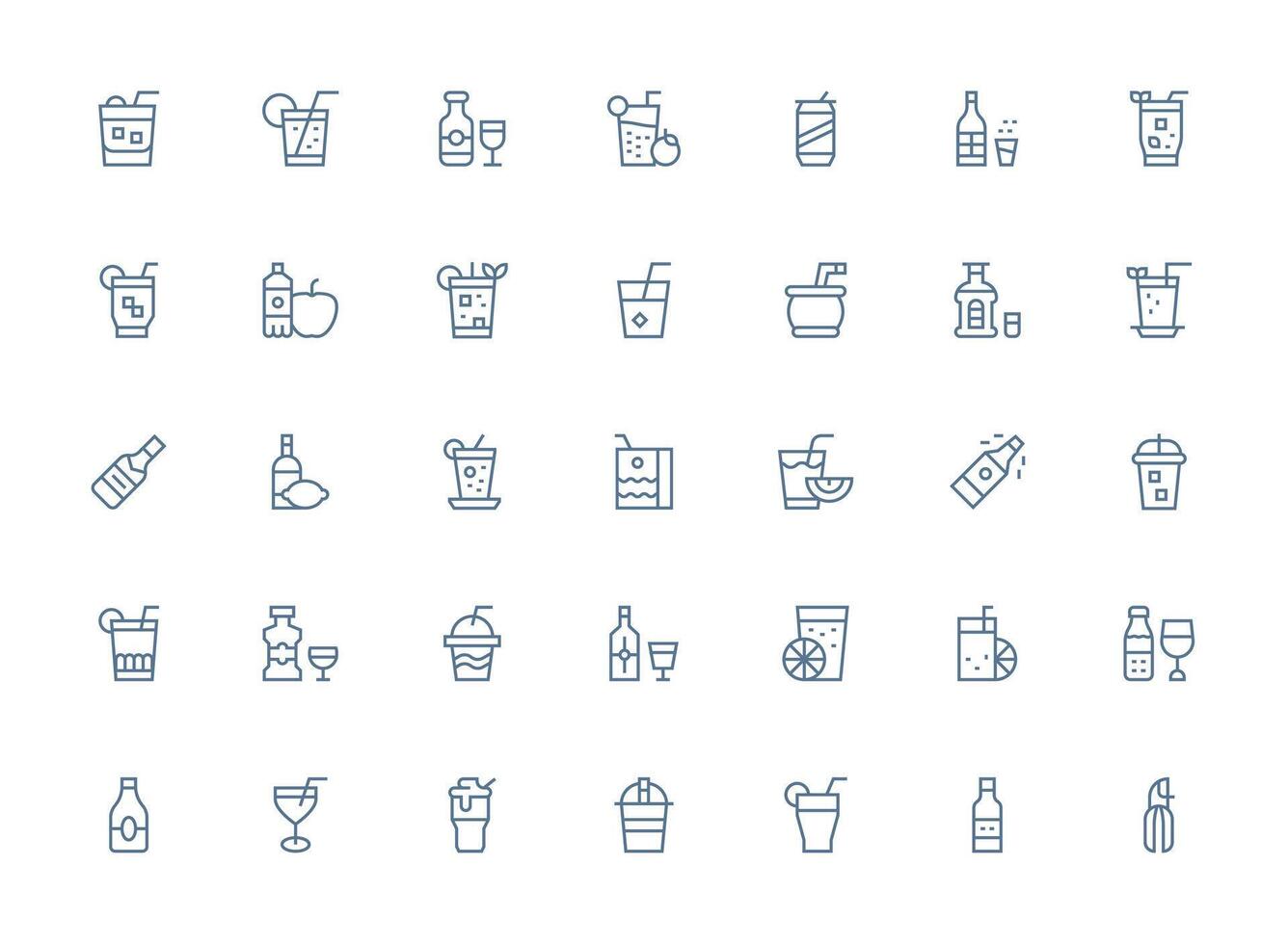 35 Regular Clean Line Icons for Soda Graphics General Use Icon Pack vector