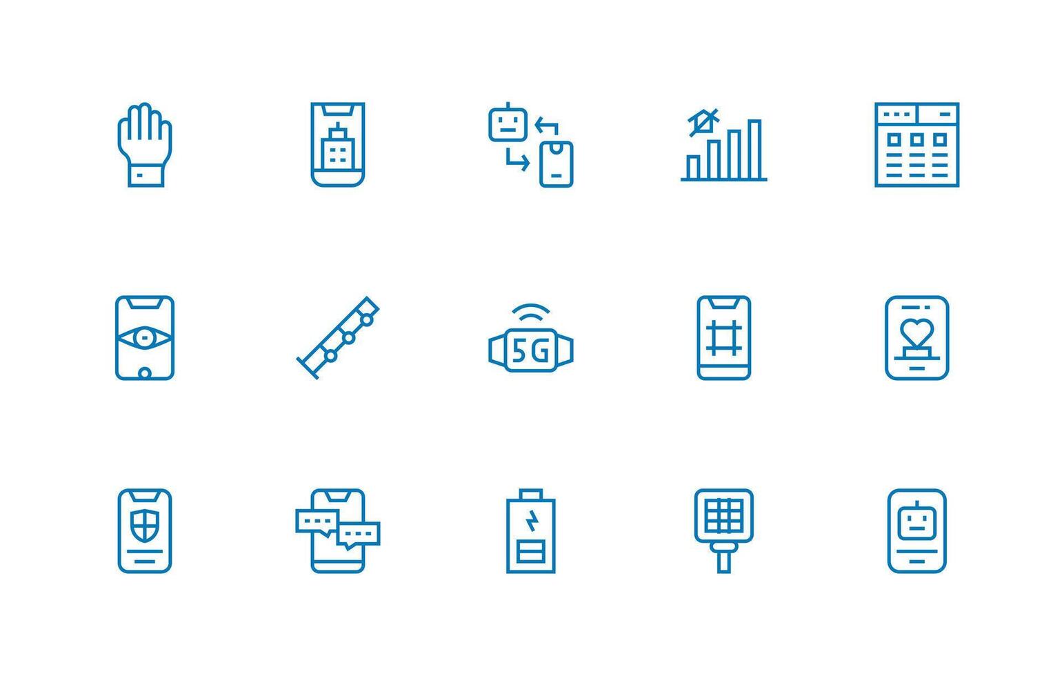 Mobile Design Icons featuring 15 in Regular Line Style Icon Set for Projects vector