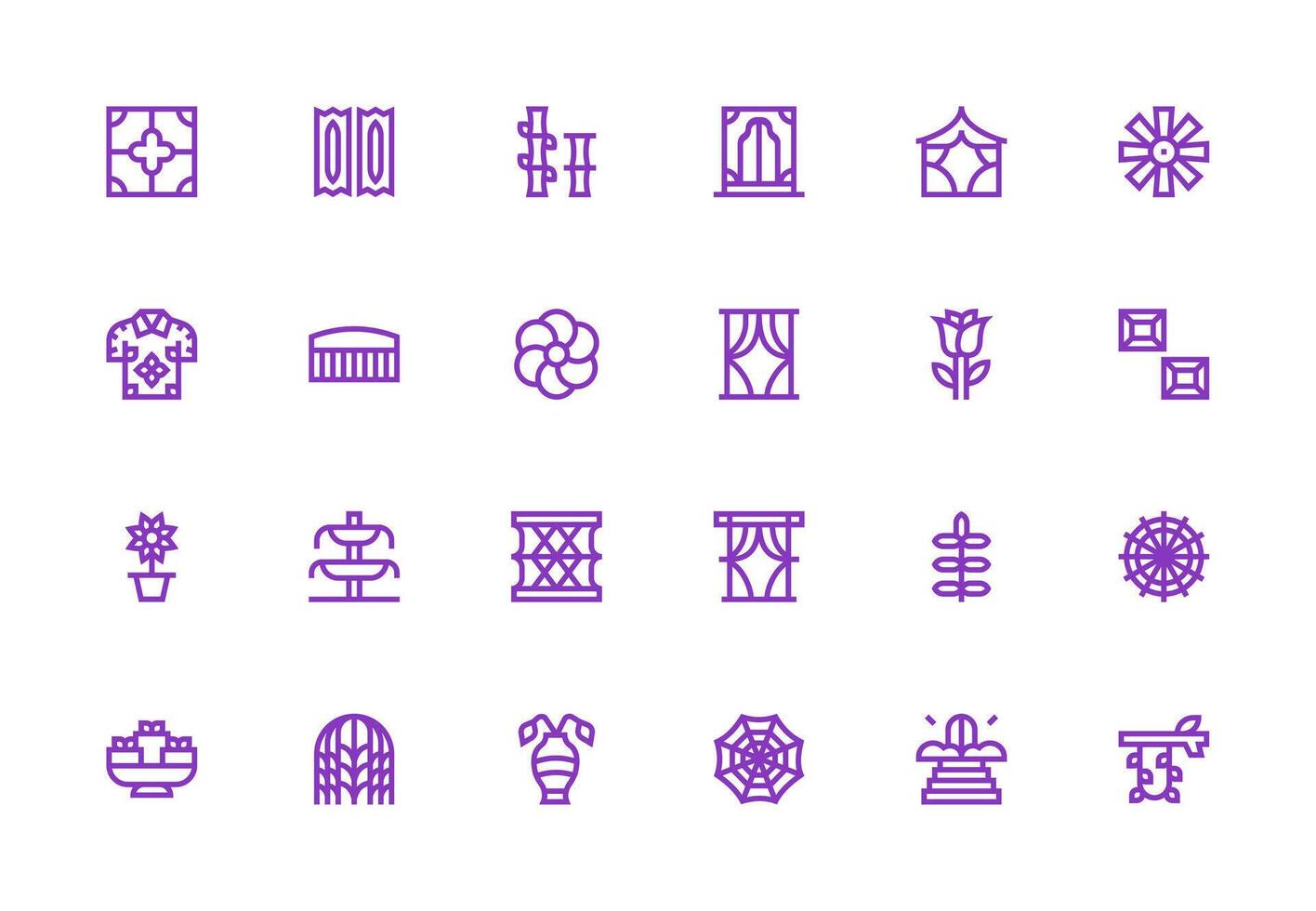 Ornamental Icon Collection with 24 Thick Line Line Designs Essential Icons for Rapid UI Building vector