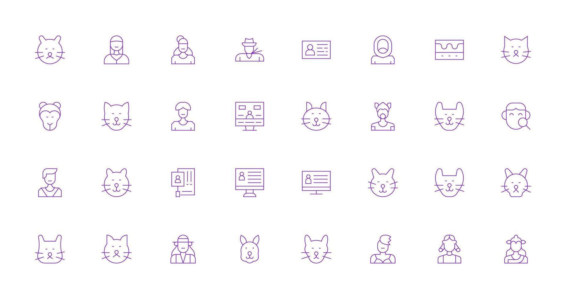 Profile View including 32 Thin Line Illustrations Multi-Style Icon Collection vector