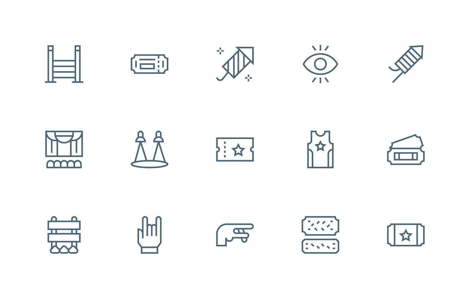 15 Icons for Show in Regular Line Format Flexible Icon System for Web Interfaces vector
