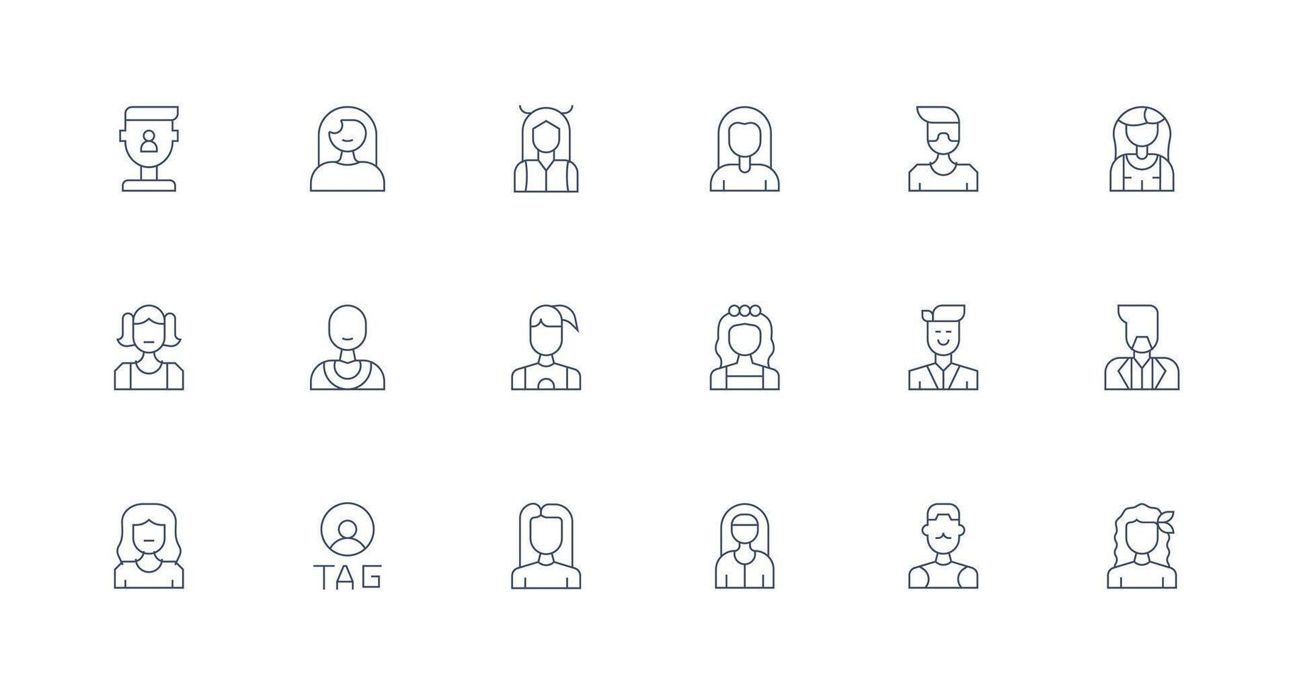 18 Minimal Line Style Icons from User Icon Collection Simple Icons for Interface and Wireframes vector