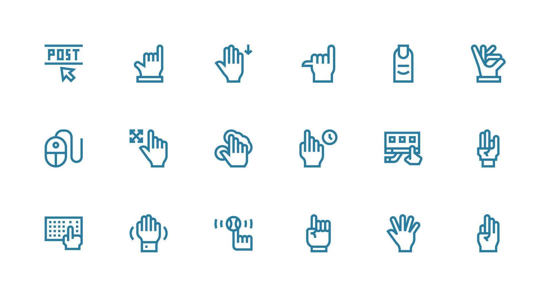 Strong Stroke Line Style Click Icons with 18 Vectors Display Icon Pack