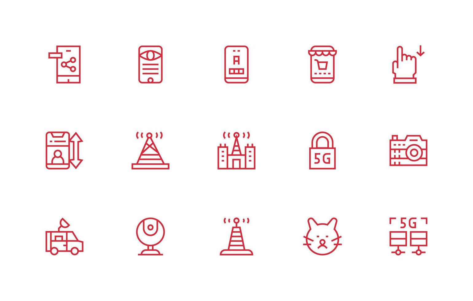 15 Regular Line Vectors for Mobile Theme Modern Icon Set