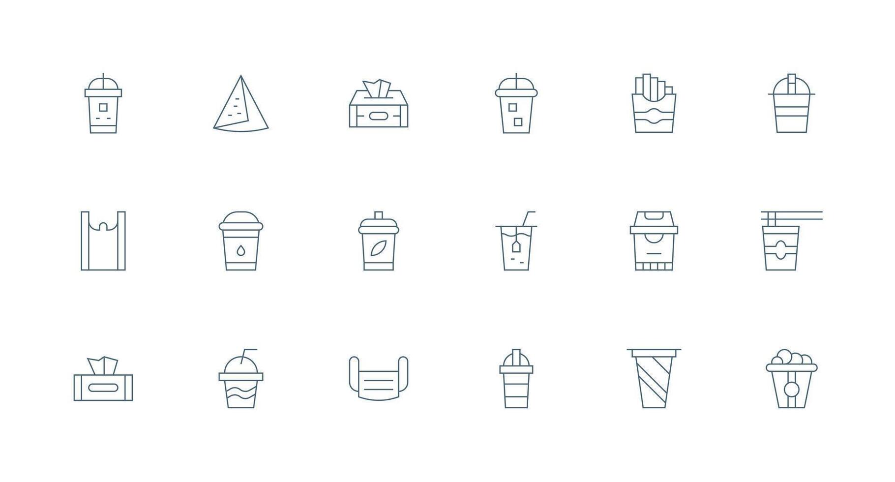 18 Minimal Line Style Icons from Disposable Collection UI-Ready Icon Collection vector
