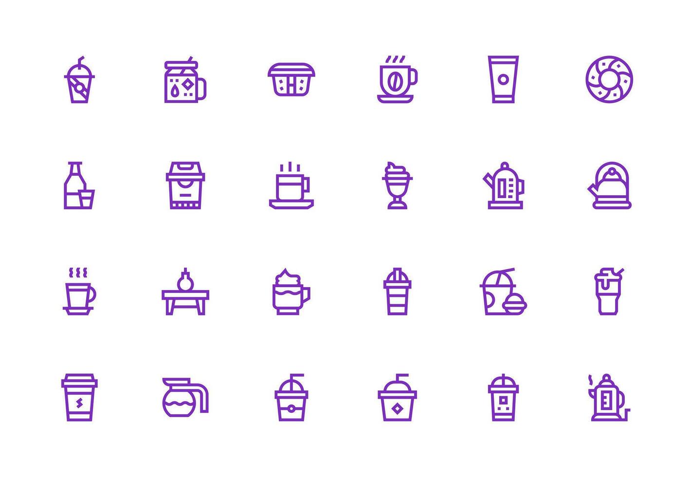 Thick Line Line Icons from Coffee Set with 24 Vectors UI Icon Set