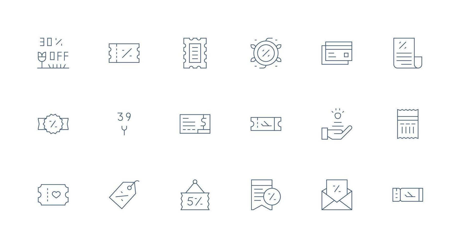 Minimal Line Icons from Voucher Set with 18 Vectors Well-Structured Icons for Creative Use