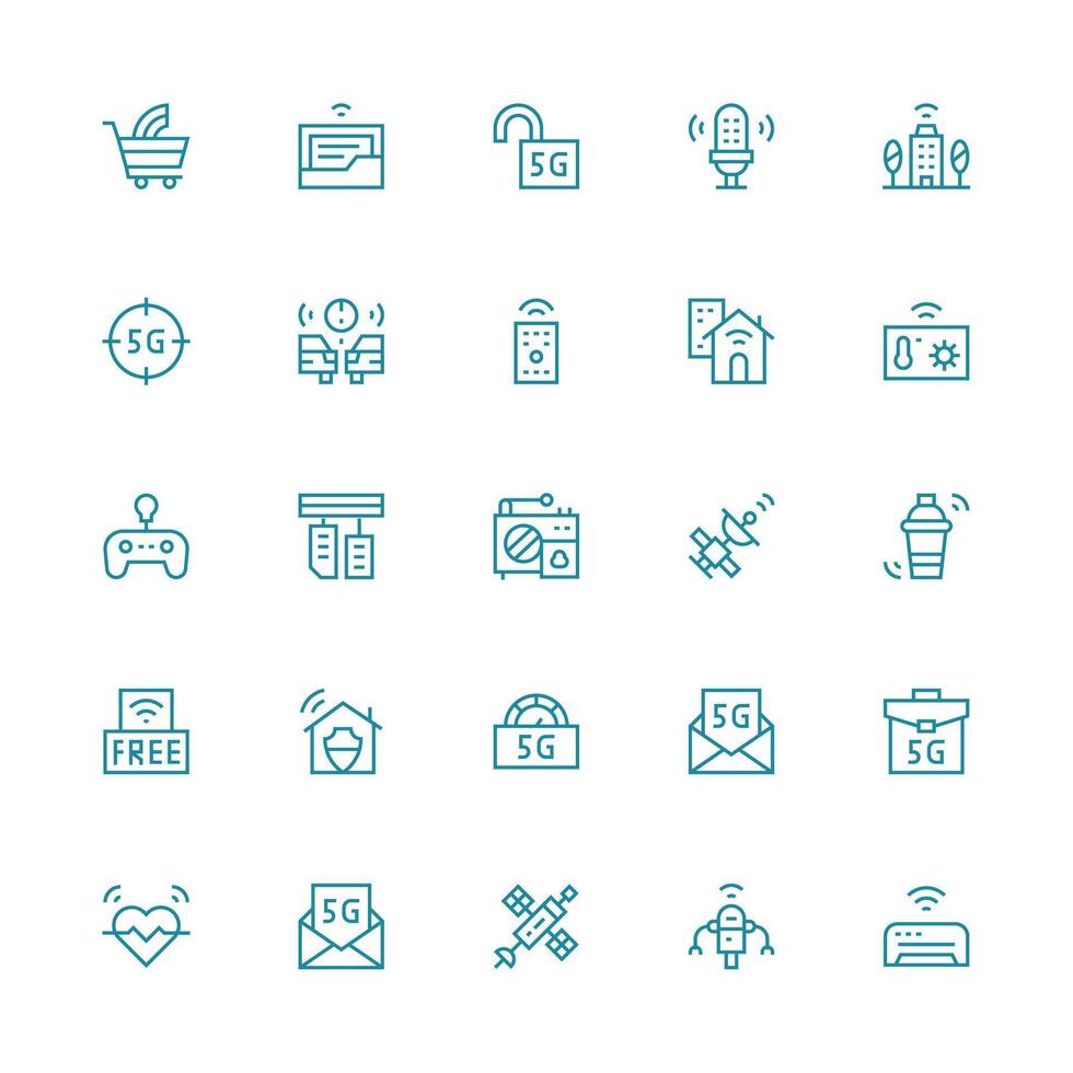 Wireless featuring 25 Icons in Medium Stroke Outline Design Interface Icons for Daily Use vector