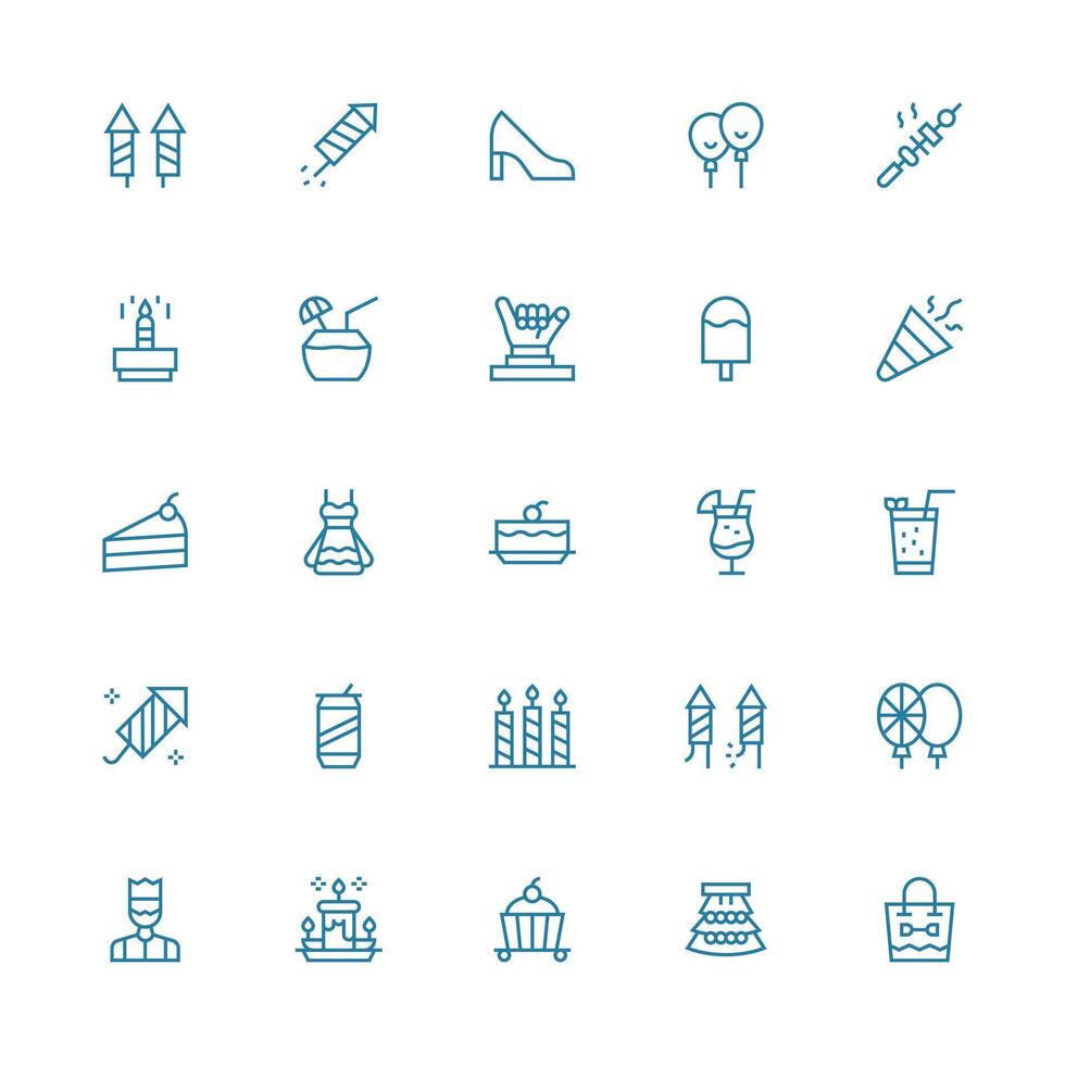 25 Icons for Party in Medium Stroke Outline Format Pixel Perfect Icon Set vector