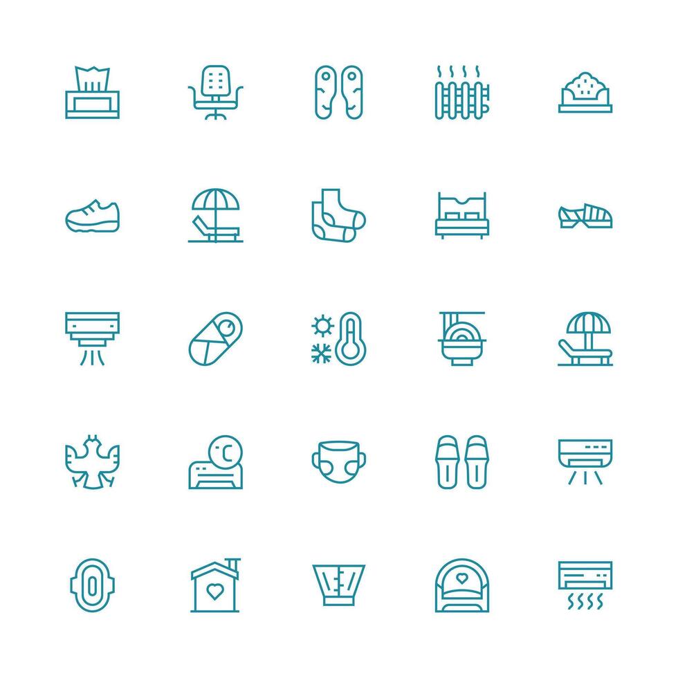 25 Medium Stroke Outline Style Icons from Comfort Collection UI and UX Focused Icon Collection vector