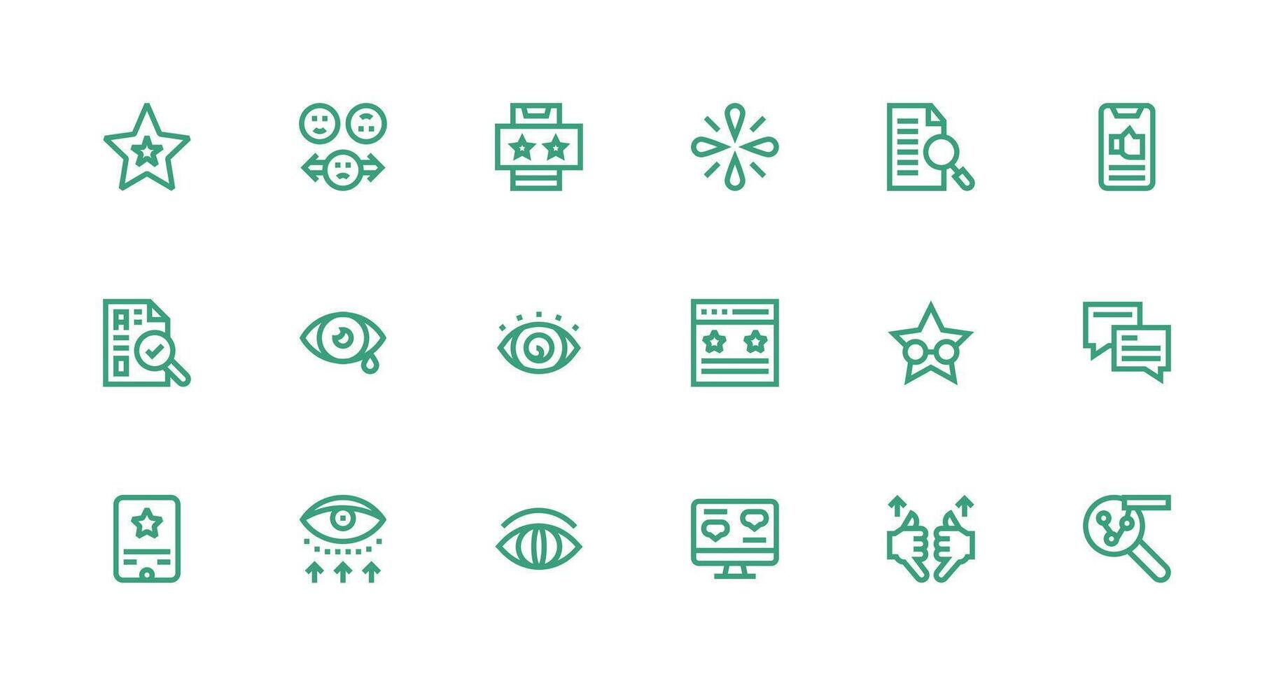 Review Set with 18 Strong Stroke Line Icons Well-Structured Icons for Creative Use vector