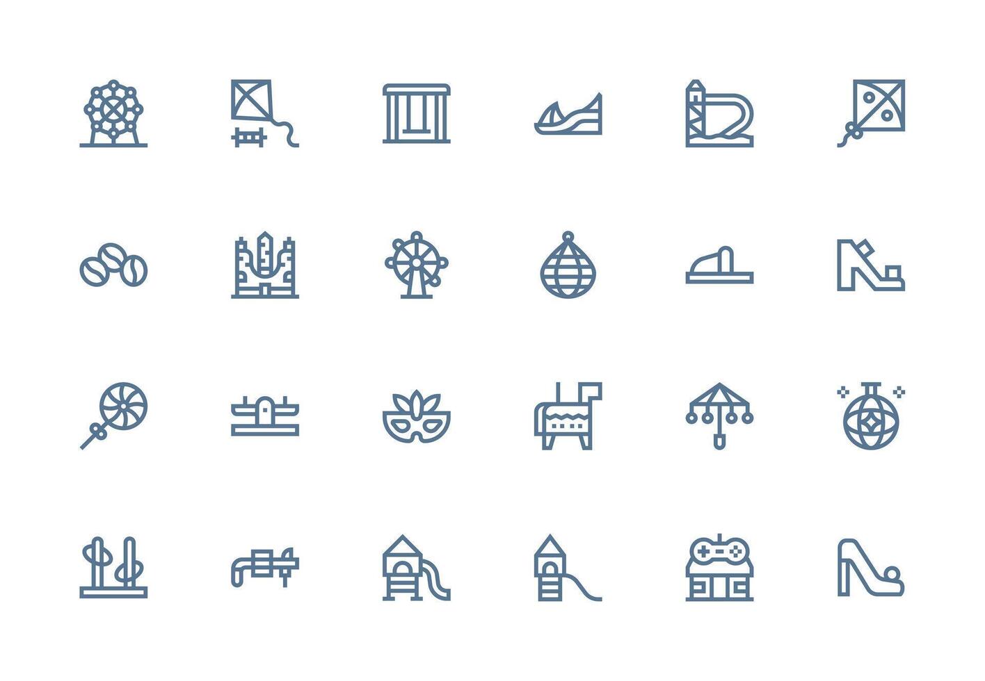 Amusement Visual Pack containing 24 Thick Line Line Icons Minimal Icon Set for Interface Projects vector
