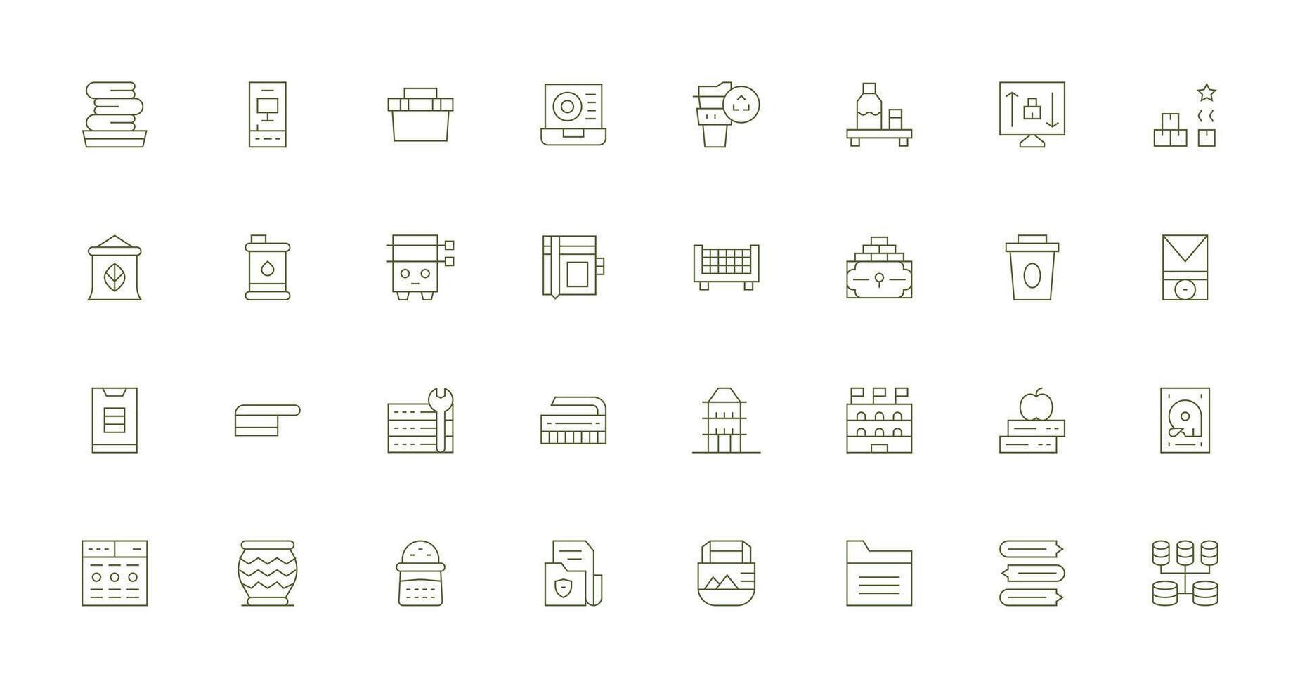 32 Thin Line Vectors for Storage Theme Multi-Style Icons for Creative Projects