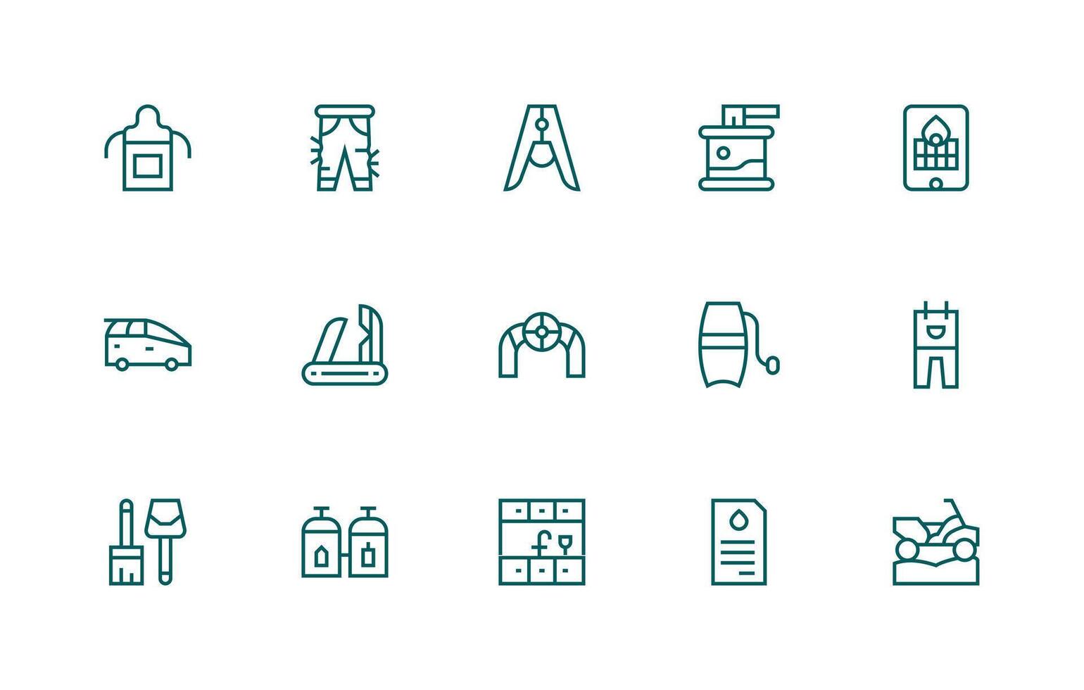 Utility Icon Set with 15 Regular Line Graphics UI-Ready Icon Collection vector