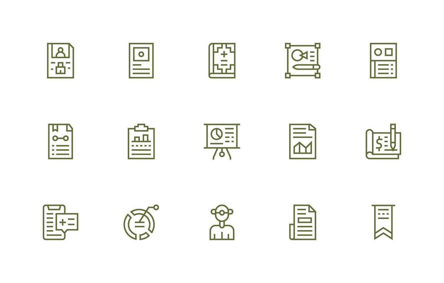 15 Regular Line Style Icons from Summary Collection Basic Icon Series vector