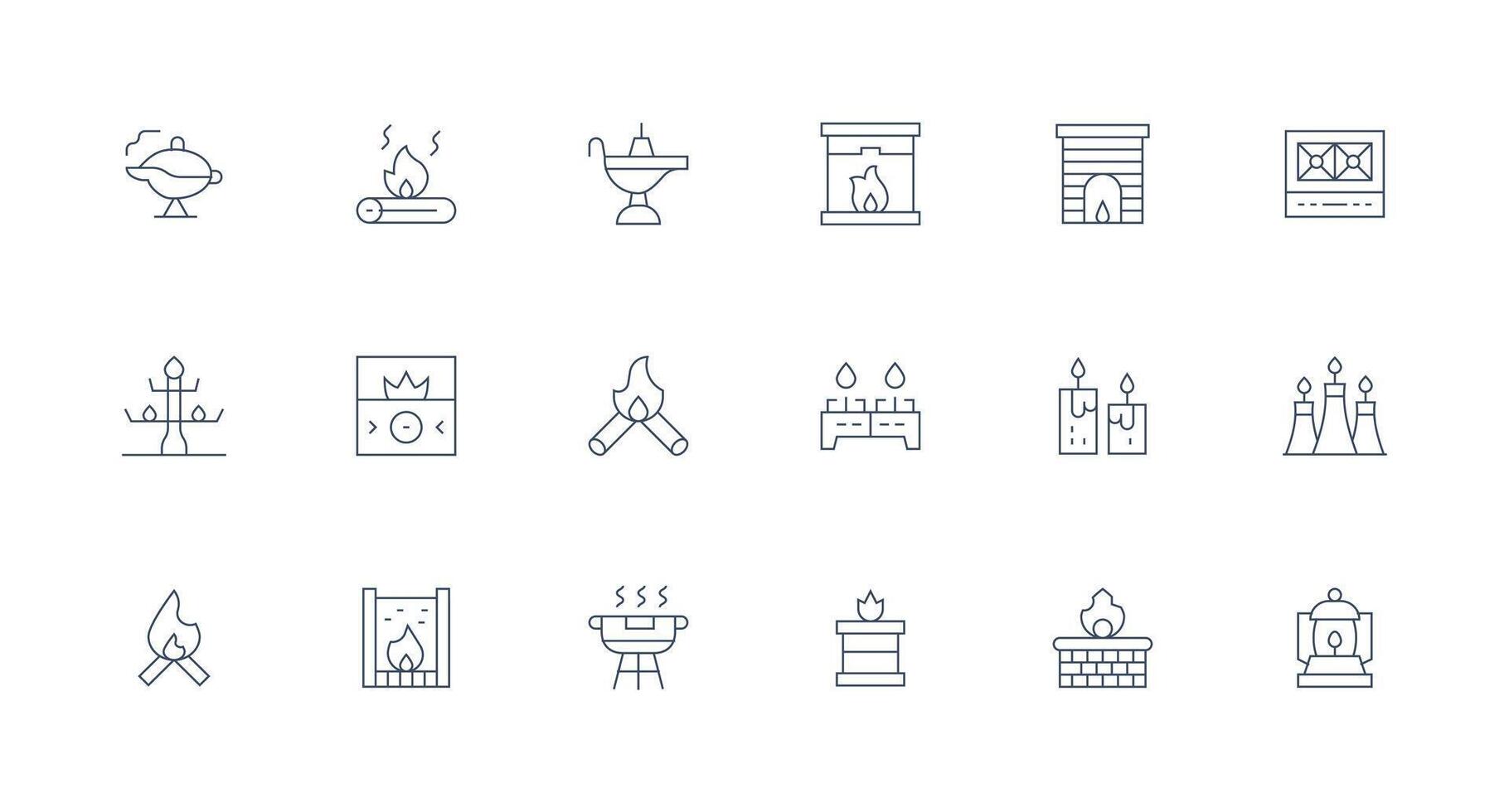 Flame including 18 Minimal Line Illustrations Well-Structured Icons for Creative Use vector