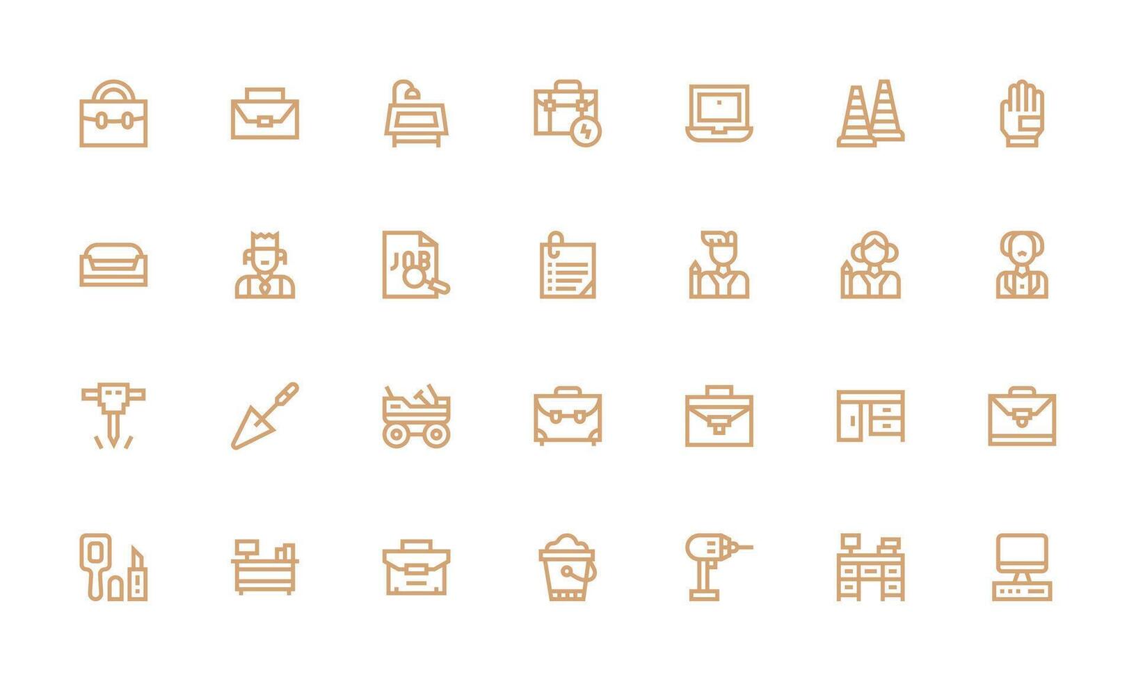 Work Icon Collection with 28 Bold Line Designs Icon Set for Projects vector