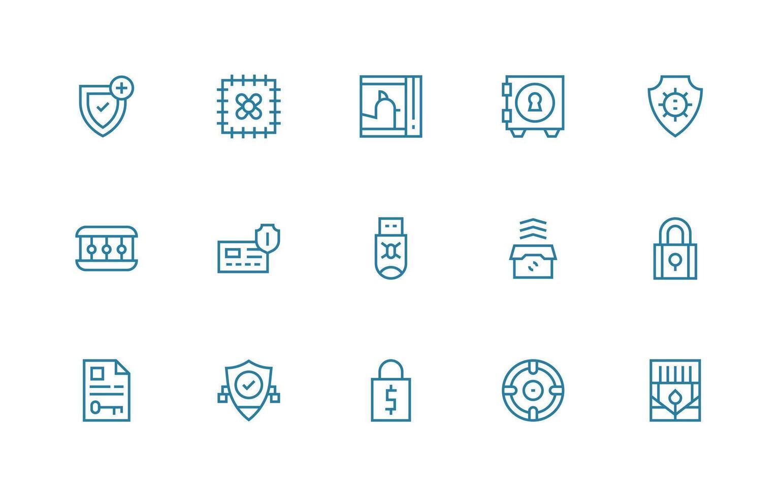 15 Regular Line Style Icons from Protected Collection Flexible Icon System for Web Interfaces vector