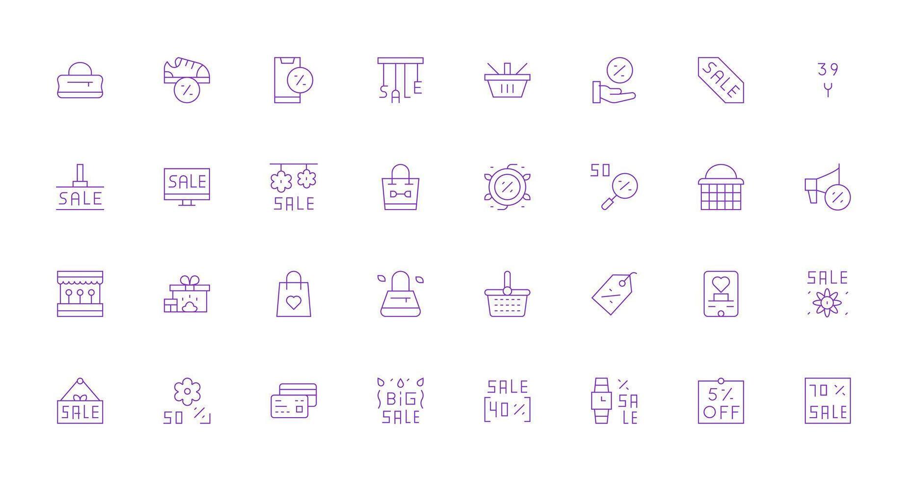 32 Thin Line Icons for Shopping Graphics UI and UX Focused Icon Collection vector