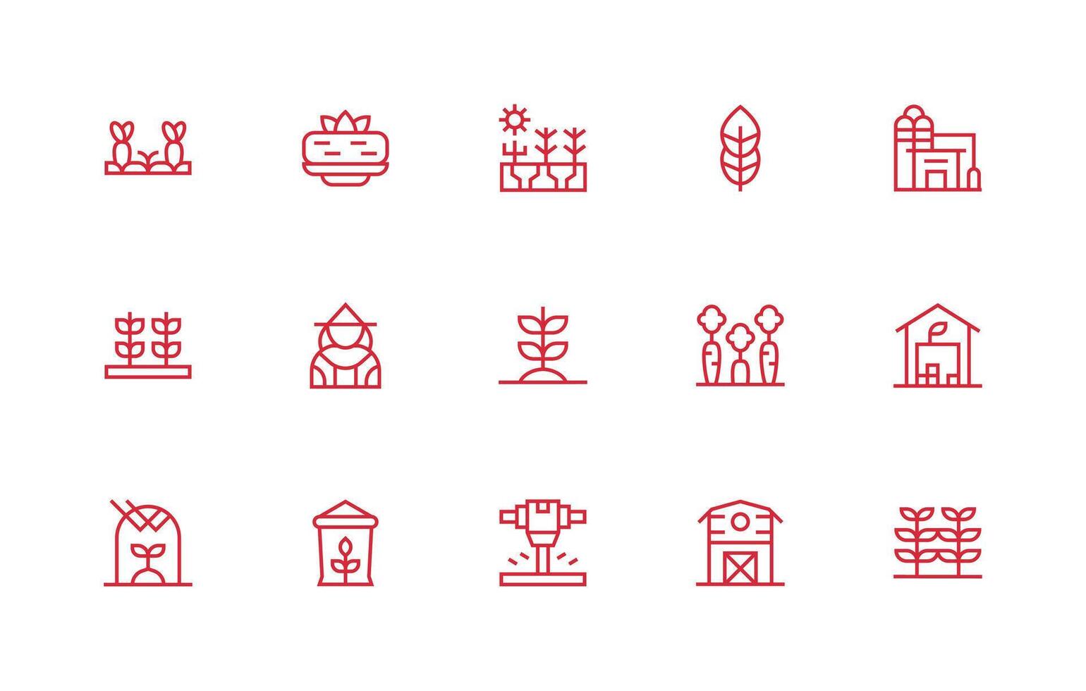 15 Regular Line Vectors for Crops Theme UI and UX Focused Icon Collection