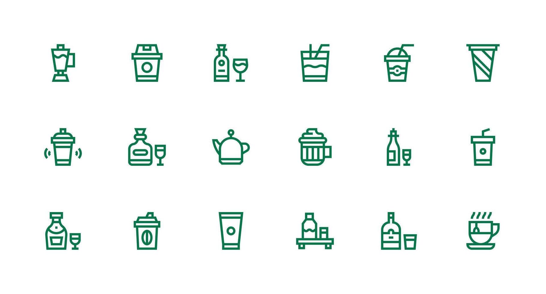 Drinkware Icon Set with 18 Strong Stroke Line Graphics Multi-Purpose Icon Set vector