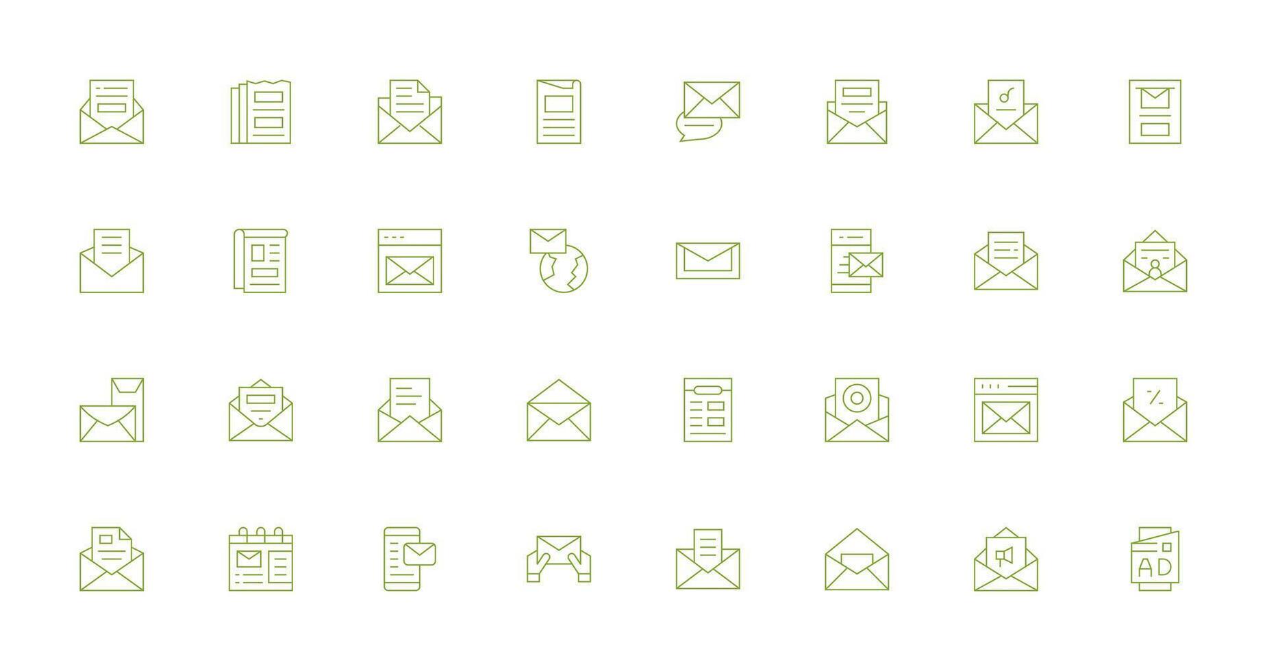 32 Icons for Newsletter in Thin Line Format Complete Icon Bundle for Web Design vector