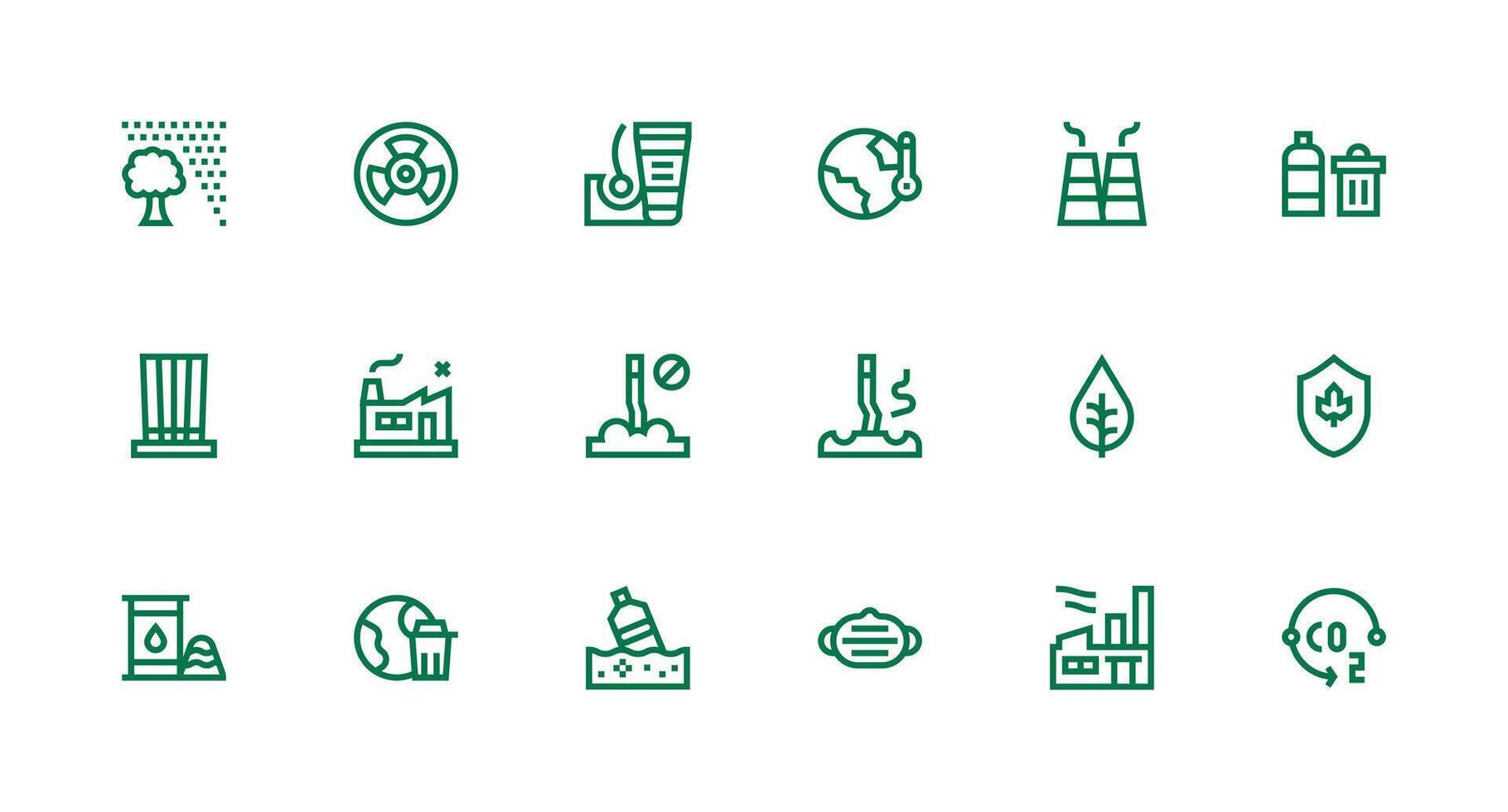 Strong Stroke Line Icons from Pollution Set with 18 Vectors Neutral Style Icons for Any Project