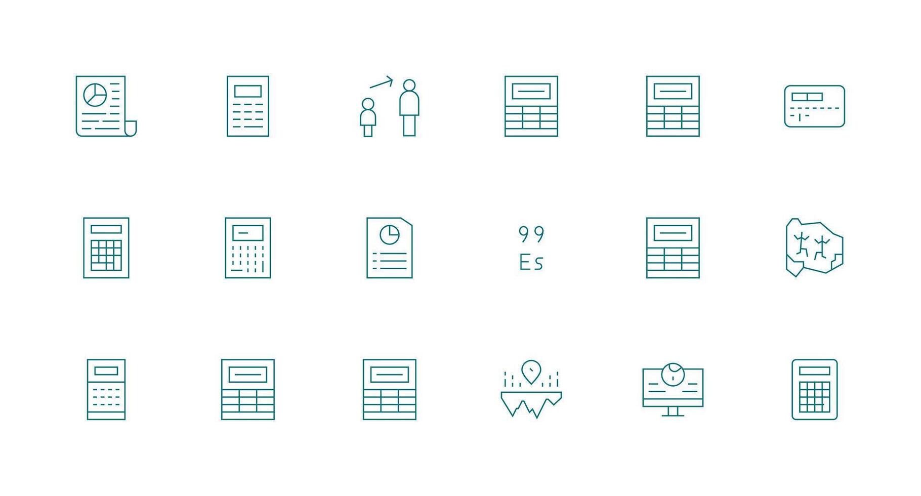 18 Minimal Line Icons for Figures Graphics Complete Icon Set for Mobile Apps vector