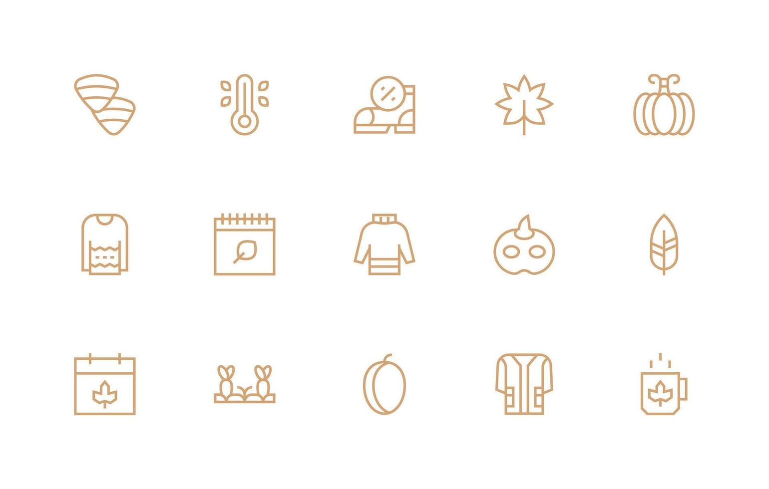 15 Regular Line Vectors for Autumn Theme Core Icon Collection for Daily Tasks