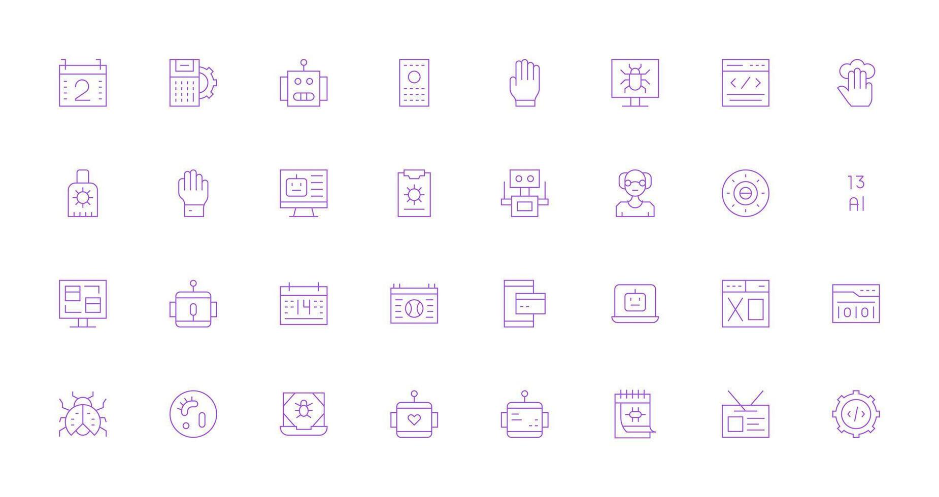 Program Design Icons featuring 32 in Thin Line Style Minimal Icon Set for Interface Projects vector