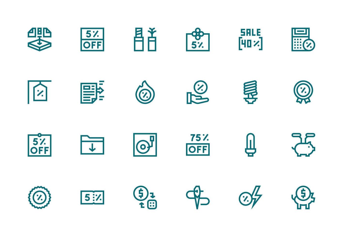 Thick Line Line Style Saving Icons with 24 Vectors Neat Icon Set