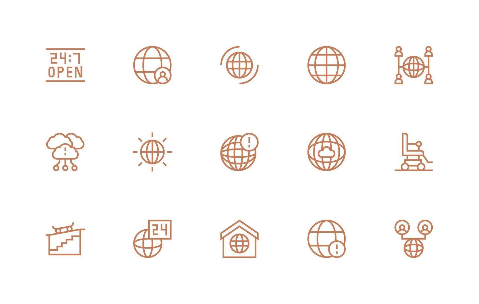 Accessibility Set with 15 Regular Line Icons Basic Icon Series vector