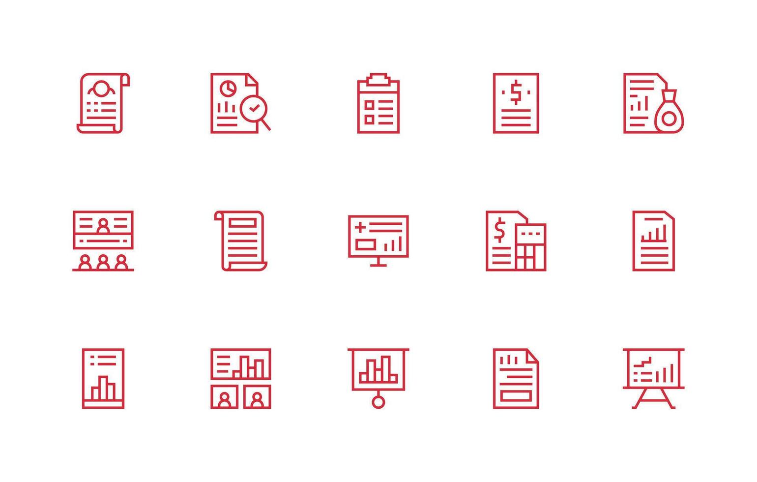 Regular Line Style Summary Icons with 15 Vectors Modern Icon Set