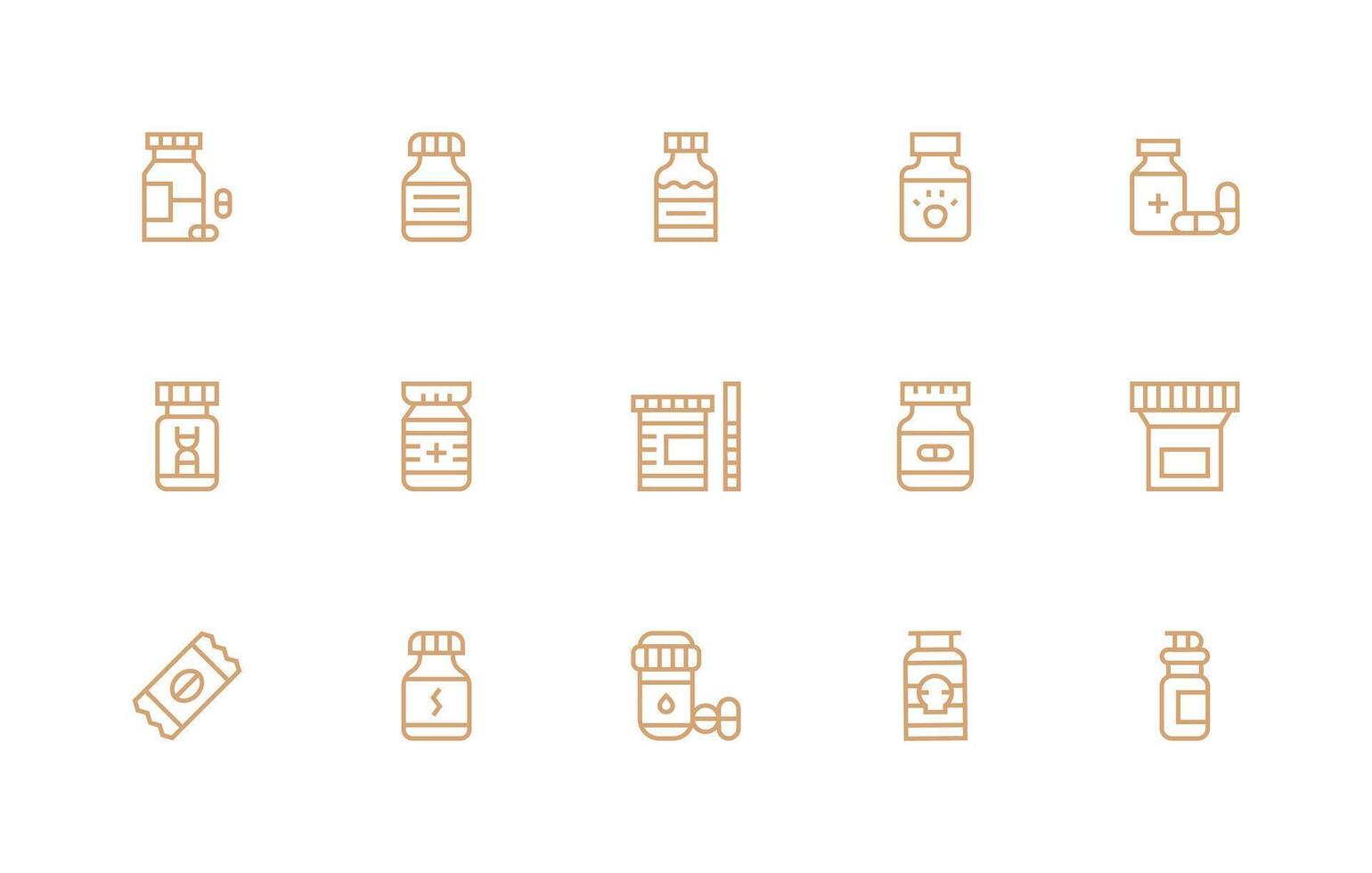 Capsule featuring 15 Icons in Regular Line Design Icon Collection Set vector