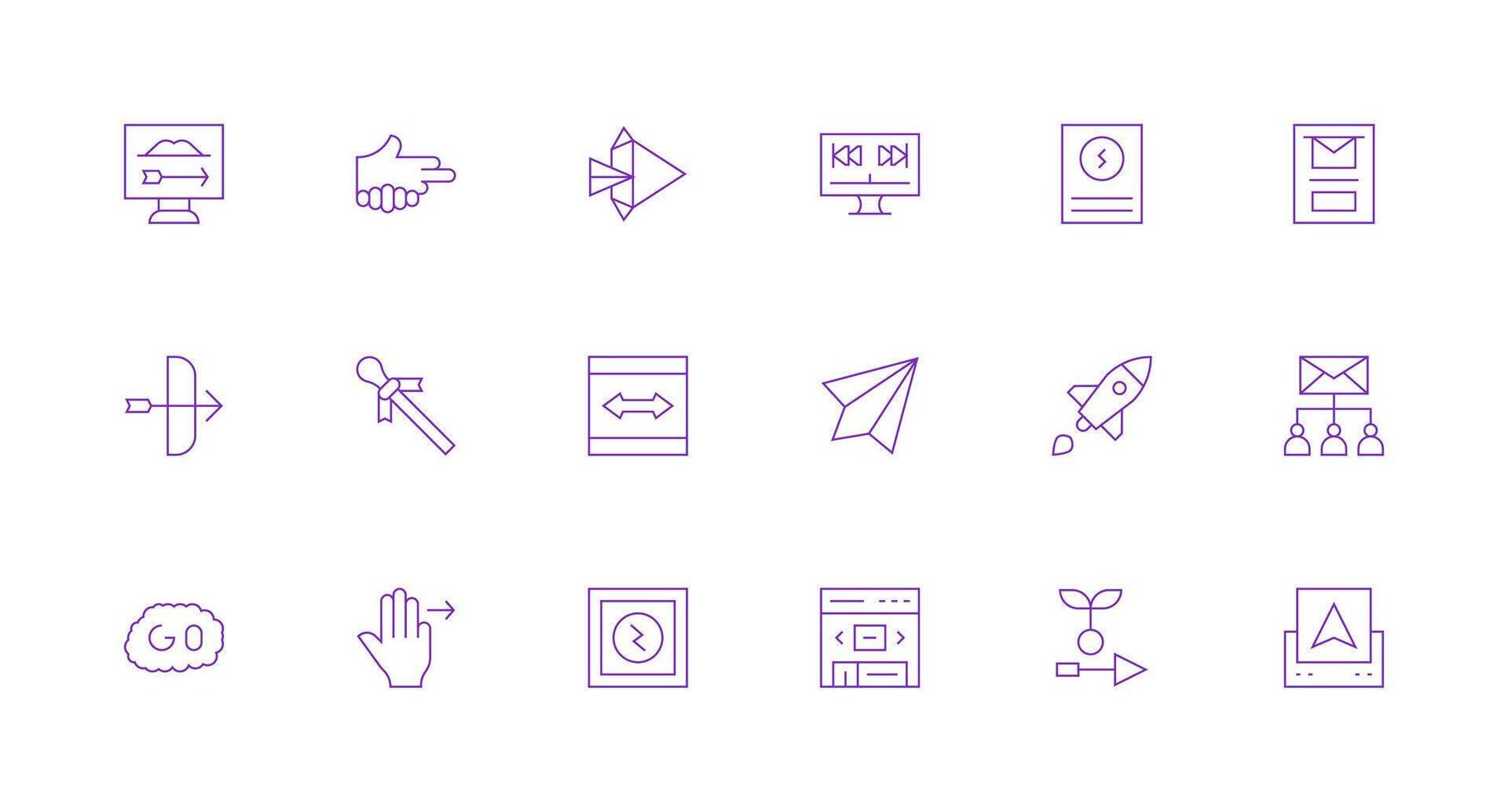 Forward Design Icons featuring 18 in Minimal Line Style Versatile Icon Collection for Designers vector