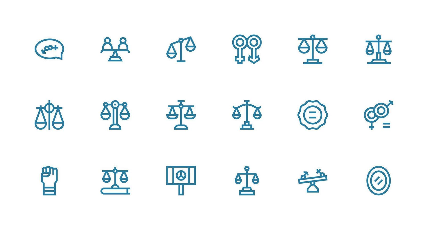 Equality Design Icons featuring 18 in Strong Stroke Line Style UI-Ready Icon Collection vector