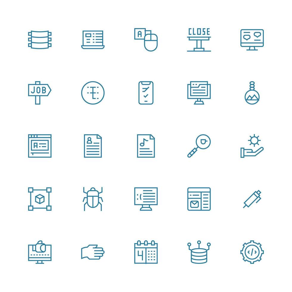 25 Medium Stroke Outline Icons for Application Graphics UI-Ready Icon Collection vector