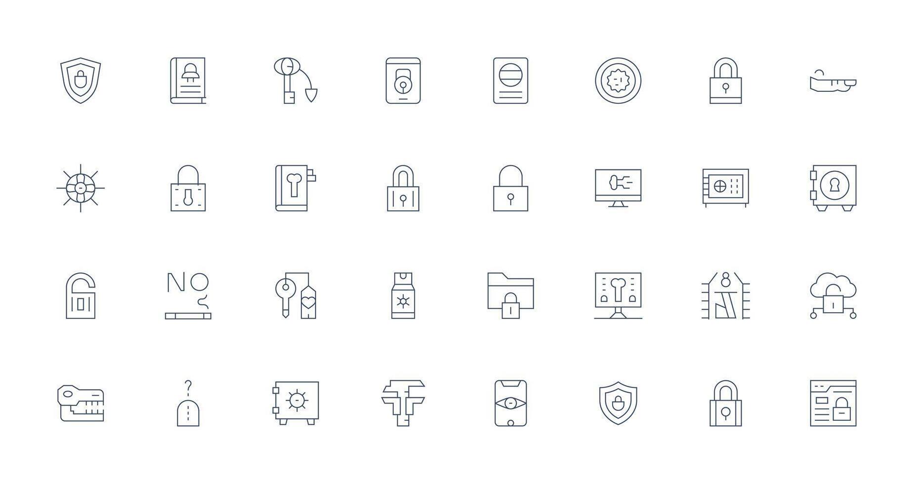 Thin Line Style Password Icons with 32 Vectors Clean Icon Set Icon Pack for UI Projects