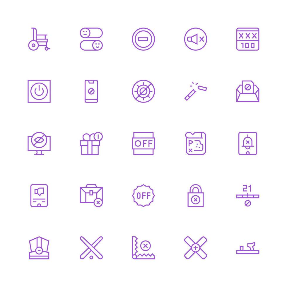 Disable Icon Collection with 25 Medium Stroke Outline Designs Clear and Concise Icon Set Collection vector