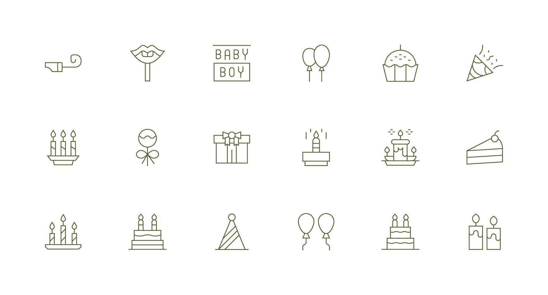 18 Icons for Birthday in Minimal Line Format Reliable Icons for All Interfaces vector