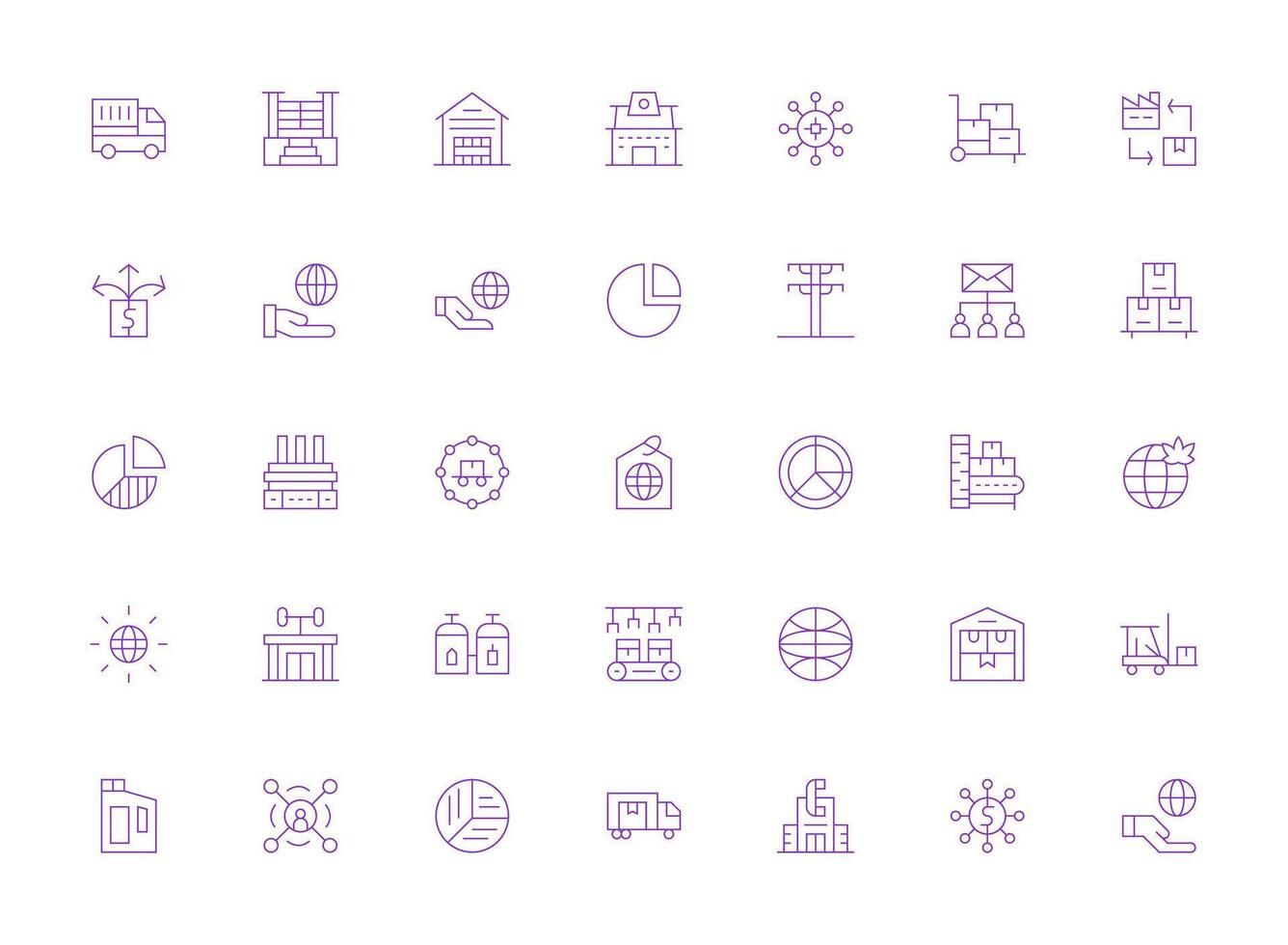 35 Icons for Distribution in Light Line Format Interface Icon Collection vector