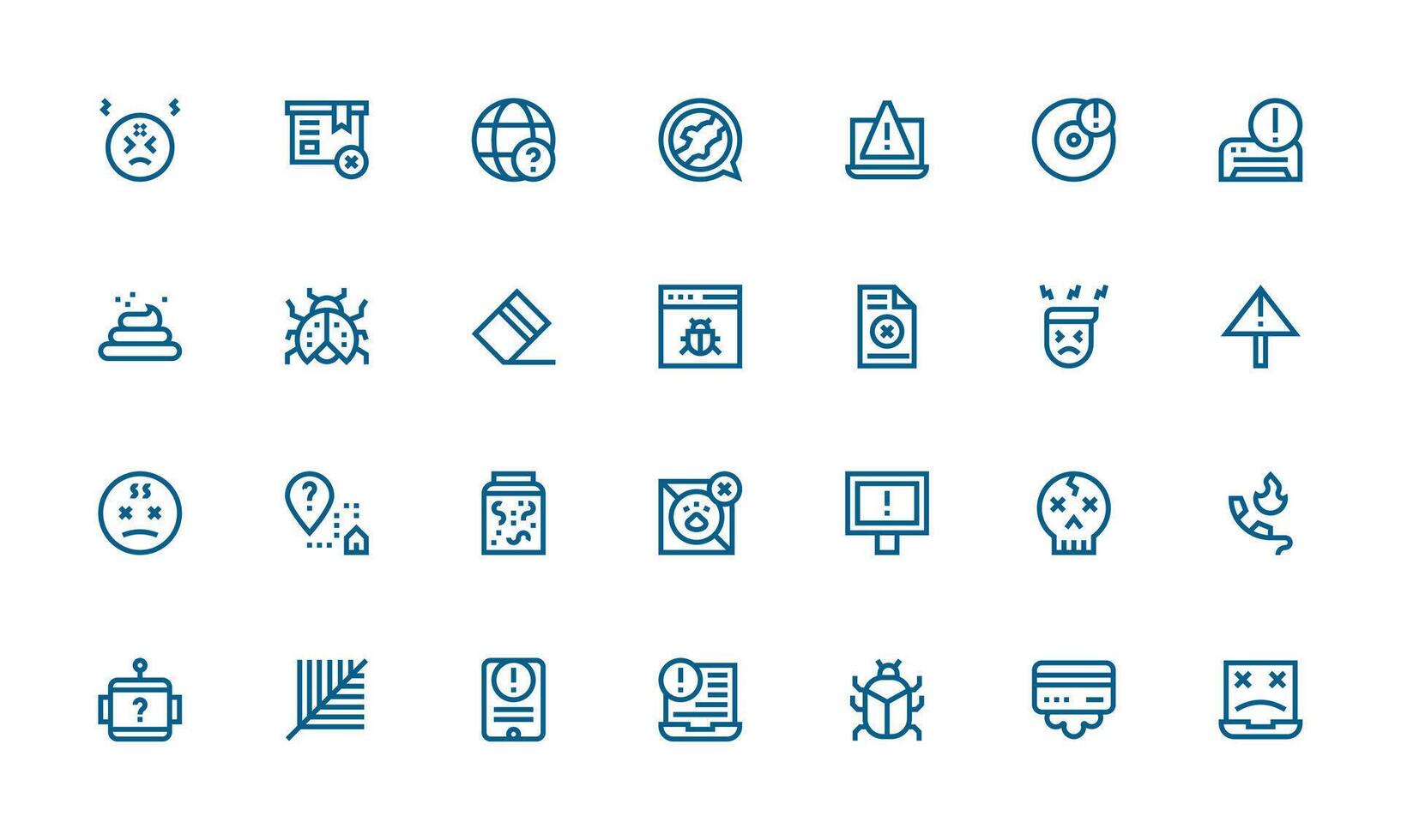 Error Icon Collection with 28 Bold Line Designs Interface Icons for Daily Use vector